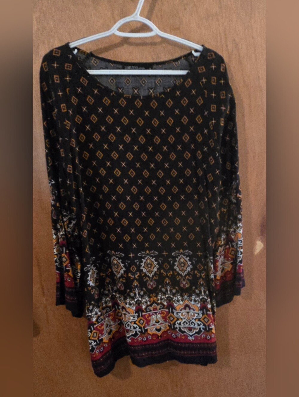 Zanzea Black Patterned Long Sleeve Boho Tunic